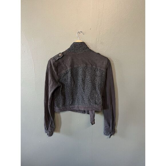 Free People Womens Black Cropped Full Zip Jacket Size Medium - Picture 2 of 3